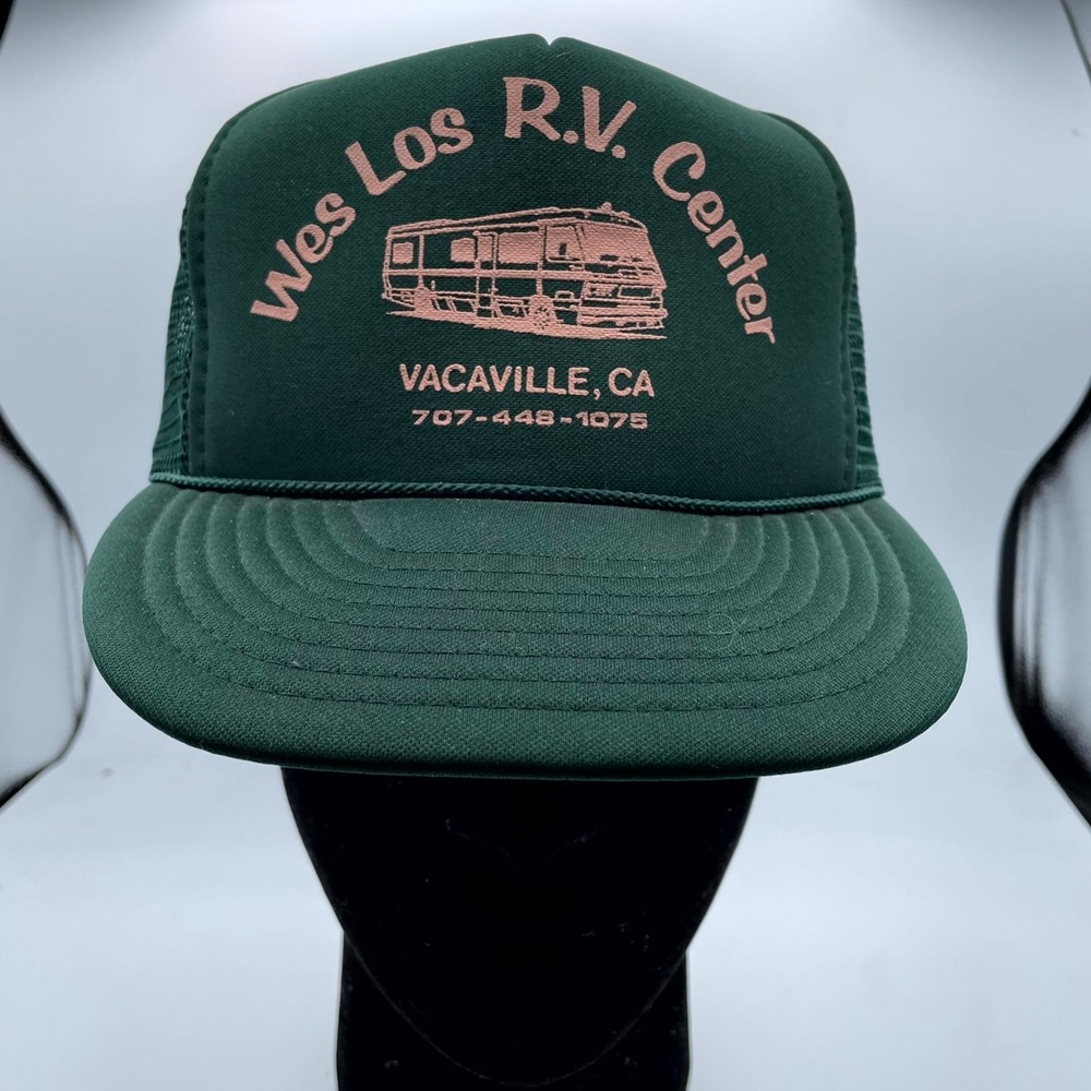 VTG Otto Wes Los R.V. Center Vacaville CA Trucker Cap Mens OS Green Snapback Hat